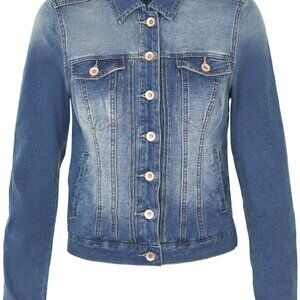 DENIM Fitted Jacket by "cream" sz. XS, Designer Jean Jacket NWT